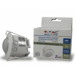 Czujnik ruchu 360st z funkcją on/off sufitowy wpuszczany sufitowy biały V-TAC VT-8051