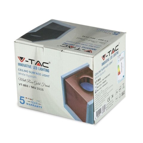 Oprawa V-TAC gips beton GU10 natynkowy kwadrat biały/czarny VT-860-GB 5 lat gwarancji