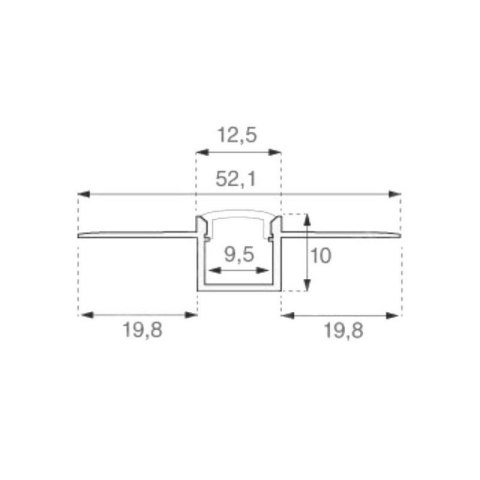 Profil aluminiowy anodowany do gipsowania 95mm V-TAC 2mb klosz mleczny VT-8102