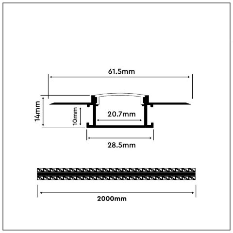Profil aluminiowy anodowany do gipsowania na dwie taśmy V-TAC 2mb klosz mleczny VT-8101
