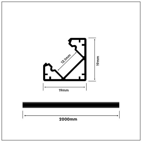 Profil aluminiowy anodowany kątowy V-TAC 2mb klosz mleczny VT-8114