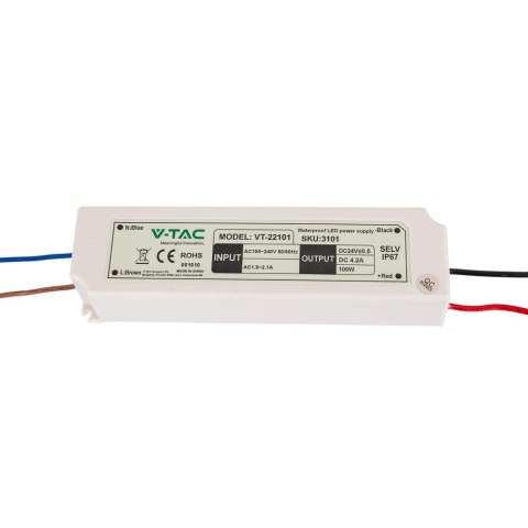 Zasilacz LED V-TAC 100W 24V 4.16A IP65 VT-22101