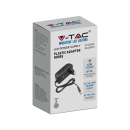 Zasilacz LED V-TAC 42W 12V wtyczkowy 3.5A IP44 do gniazdka filtr EMI VT-23044