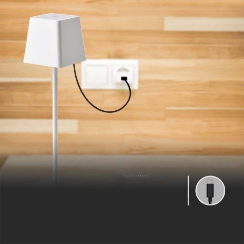 Lampka biurkowa nocna V-TAC 2W LED 36cm ładowanie ściemnianie IP54 biała VT-7563 3000K 200lm