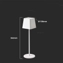Lampka biurkowa nocna V-TAC 2W LED 36cm ładowanie ściemnianie IP54 biała VT-7563 3000K 200lm