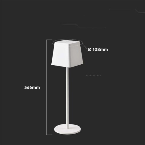 Lampka biurkowa nocna V-TAC 2W LED 36cm ładowanie ściemnianie IP54 biała VT-7563 3000K 200lm