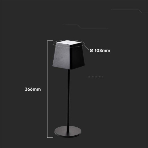 Lampka biurkowa nocna V-TAC 2W LED 36cm ładowanie ściemnianie IP54 czarna VT-7563 3000K 200lm