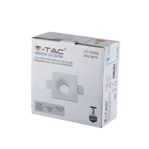 Oczko V-TAC gips GU10 wpuszczane okrągłe 120x120 białe VT-714