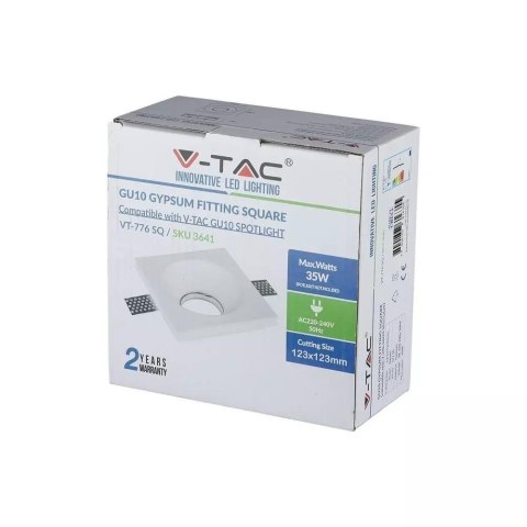 Oczko V-TAC gips GU10 wpuszczane okrągłe 120x120 białe VT-776SQ