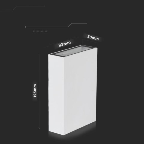 Oprawa kinkiet ścienny góra dół V-TAC 4W LED biała IP65 VT-844-W-N 3000K 400lm