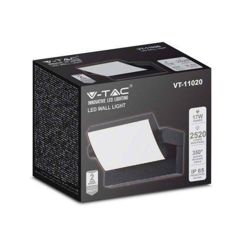 Projektor oprawa elewacyjna V-TAC 17W LED czarna IP65 VT-11020 4000K 2520lm