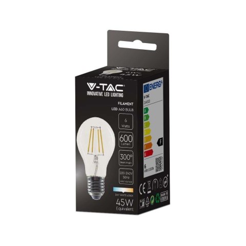 Żarówka LED 6W filament E27 A60 V-TAC VT-1887 4000K 600lm