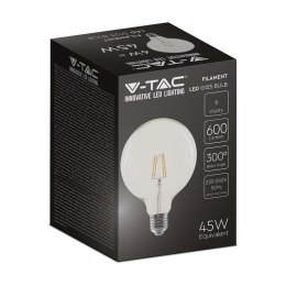 Żarówka LED 6W filament E27 kula glob G125 V-TAC VT-1983 3000K 600lm