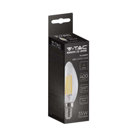 Żarówka LED V-TAC 4W filament E14 świeczka VT-1986 4000K 400lm