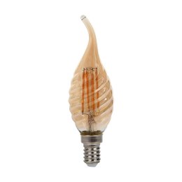 Żarówka LED V-TAC 4W filament E14 świeczka bursztyn płomyk twist VT-1947 2200K 350lm