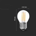 Żarówka LED V-TAC 4W filament E27 G45 P45 kulka VT-1980 6500K 400lm