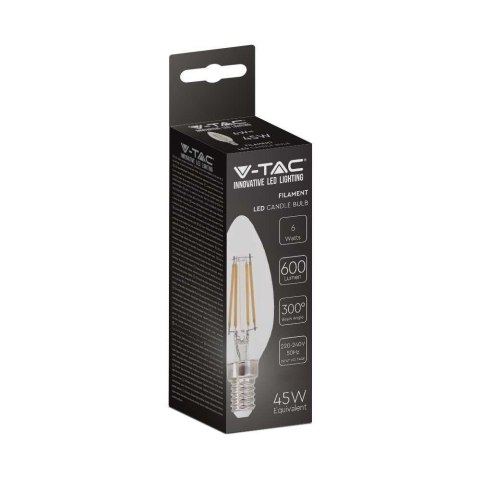 Żarówka LED V-TAC V-TAC 6W filament E14 świeczka VT-2127 3000K 600lm