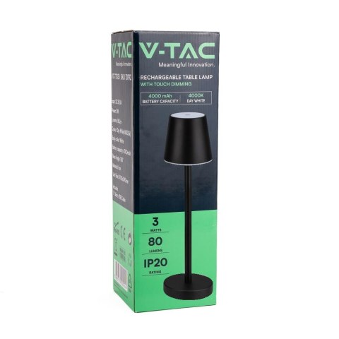 Lampka biurkowa nocna V-TAC 3W LED 39cm ładowanie ściemnianie czarna VT-7703 4000K 70lm