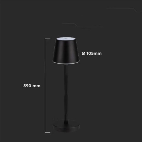 Lampka biurkowa nocna V-TAC 3W LED 39cm ładowanie ściemnianie czarna VT-7703 4000K 70lm