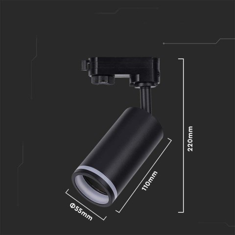 Oprawa GU10 V-TAC szynosystem 3F czarna VT-11016-B