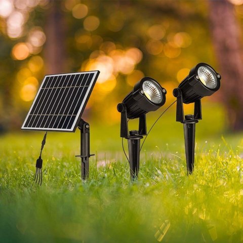 Oprawa gruntowa ogrodowa wbijana LED V-TAC solarna zestaw 2x1.2W IP65 VT-11031 3000K 90lm 3 lata gwarancji