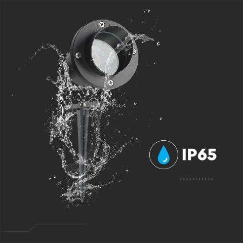 Oprawa gruntowa ogrodowa wbijana aluminium GU10 czarna z daszkiem IP65 V-TAC VT-7704 3 lata gwarancji