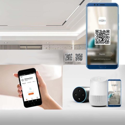 Oprawa projektor szynosystem smart 48V V-TAC 8W LED CCT 30st smart WI-FI tracklight czarna VT-908D 2700K-6400K 700lm 3 lata gwar
