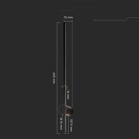Oprawa ścienna elewacyjna LED V-TAC 12W IP65 czarna 63cm VT-11112 4000K 1590lm