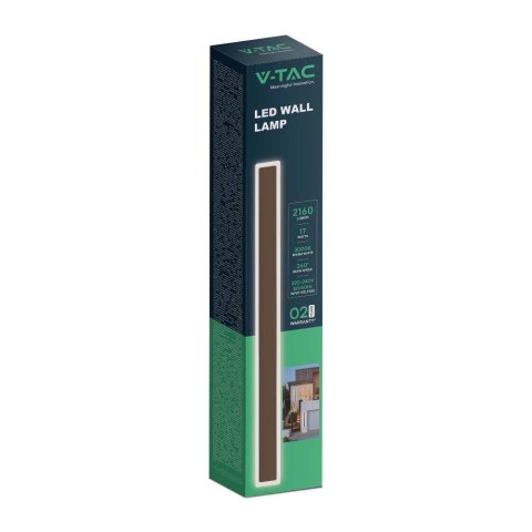 Oprawa ścienna elewacyjna LED linia V-TAC 17W IP65 brąz corten 63cm VT-11117-C 4000K 2330lm