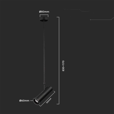 Oprawa sufitowa V-TAC GU10 regulowana 830-1170mm czarna VT-7900 3 lata gwarancji