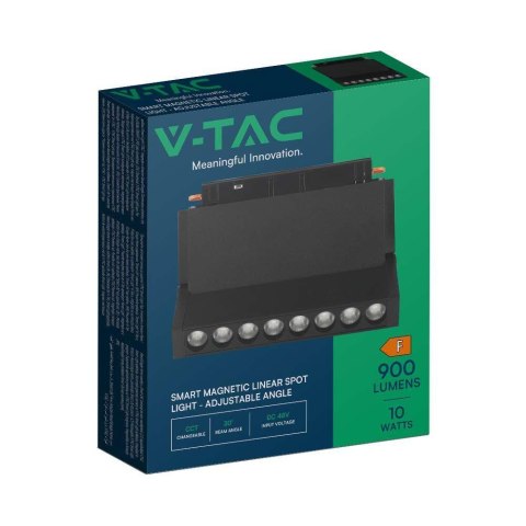 Oprawa szynosystem smart 48V V-TAC 10W LED CCT 30st smart WI-FI tracklight czarna VT-3610 2700K-6400K 900lm 3 lata gwarancji