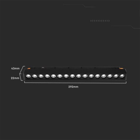 Oprawa szynosystem smart 48V V-TAC 14W LED CCT 30st smart WI-FI tracklight czarna VT-3614 2700K-6400K 1300lm 3 lata gwarancji