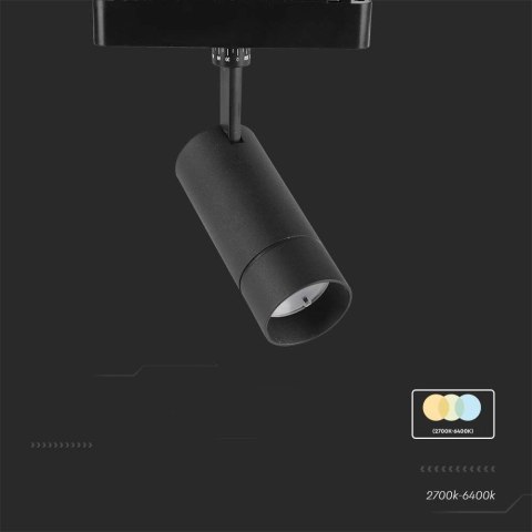 Oprawa zwis szynosystem smart 48V V-TAC 8W LED CCT 27st smart WI-FI tracklight czarna VT-908D 2700K-6400K 700lm 3 lata gwarancji