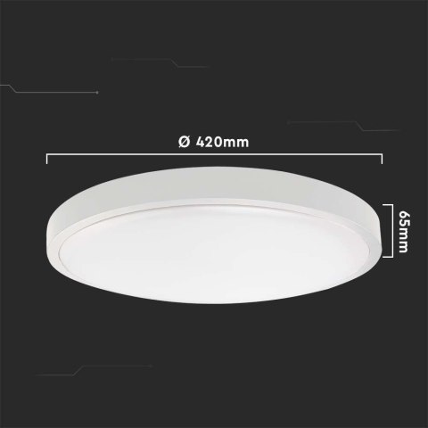 Plafon V-TAC 30W LED okrągły IP44 czujnik ruchu mikrofalowy 42cm biały VT-8630S-W-RD 4000K 3000lm
