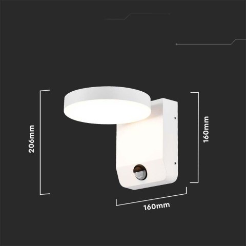 Projektor oprawa elewacyjna V-TAC 17W LED czujnik ruchu okrągła biała IP65 VT-11020S 4000K 2520lm