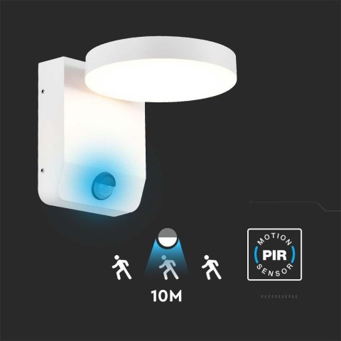 Projektor oprawa elewacyjna V-TAC 17W LED czujnik ruchu okrągła biała IP65 VT-11020S 4000K 2520lm
