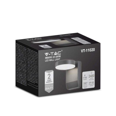 Projektor oprawa elewacyjna V-TAC 17W LED okrągła czarna IP65 VT-11020 4000K 2520lm