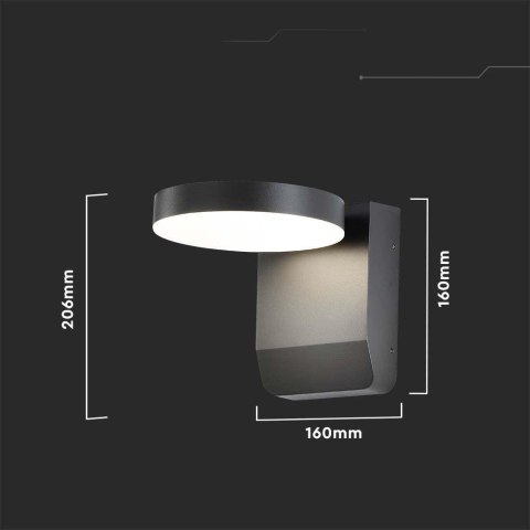 Projektor oprawa elewacyjna V-TAC 17W LED okrągła czarna IP65 VT-11020 4000K 2520lm