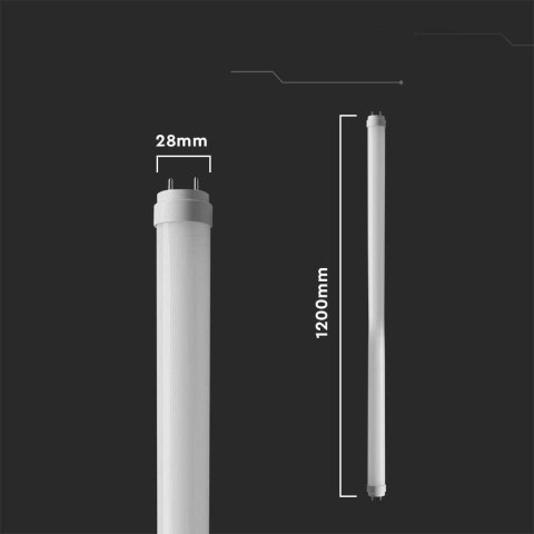 Tuba świetlówka LED T8 szklana V-TAC 120cm 18W z starterem VT-1221 3000K 1850lm 3 lata gwarancji