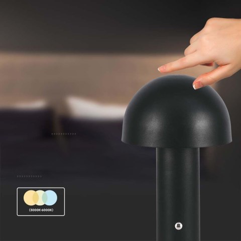 Lampka biurkowa nocna V-TAC 1W LED 25cm ładowanie USB ściemnianie czarna VT-1047 3000K-6000K 200lm