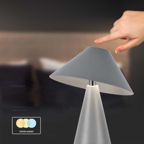 Lampka biurkowa nocna V-TAC 3W LED 24cm ładowanie USB ściemnianie szara VT-1051 3000K-6000K 200lm