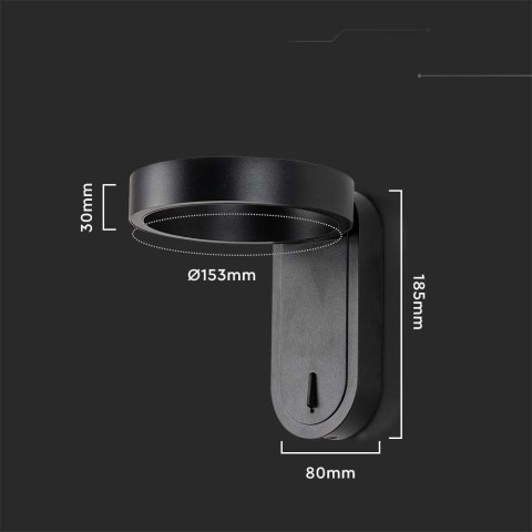 Oprawa ścienna V-TAC 5W kinkiet czarny IP65 VT-1180 3000K+4000K 600lm