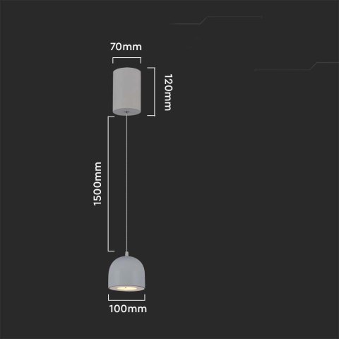 Oprawa zwieszana V-TAC LED 8,5W 162cm szara VT-7794 3000K 850lm