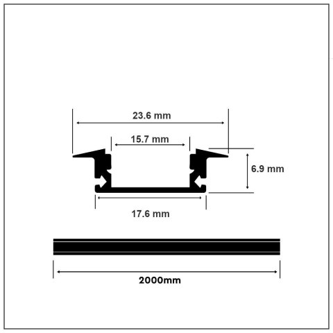 Profil aluminiowy anodowany wpuszczany cienkościenny V-TAC 2mb klosz mleczny VT-8106