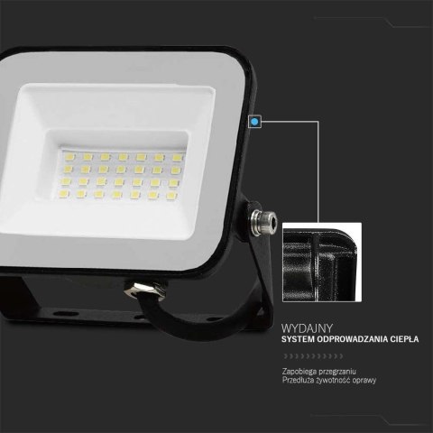 Projektor LED V-TAC 30W SAMSUNG CHIP PRO-S czarny VT-44030 6500K 2505lm 5 lat gwarancji