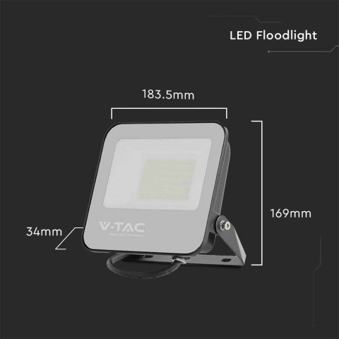 Projektor LED V-TAC 50W 185Lm/W czarny VT-4456 6500K 9250lm