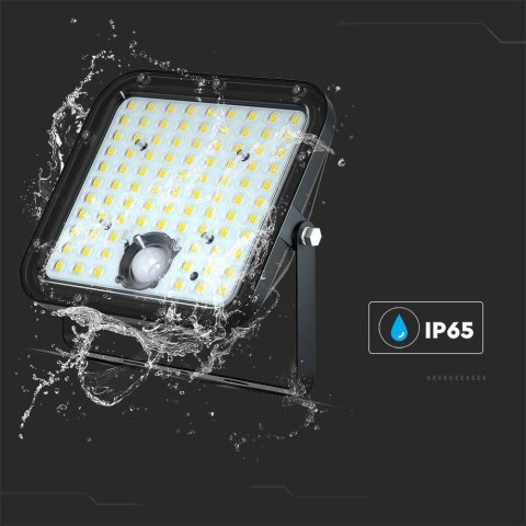 Projektor LED solarny V-TAC 30W IP65 pilot timer LiFePO 6.4V 6000mA czarny VT-432 4000K 4800lm 3 lata gwarancji