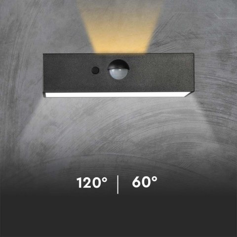 Kinkiet ogrodowy ścienny solarny V-TAC 3W CCT czujnik ruchu czarny VT-403 3000K-4000K 350lm