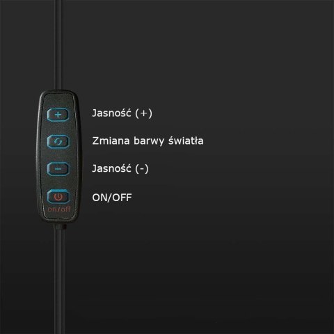 Lampa pierścieniowa LED ring V-TAC 10W fi255mm statyw pilot VT-45010 3200K-5500K 550lm