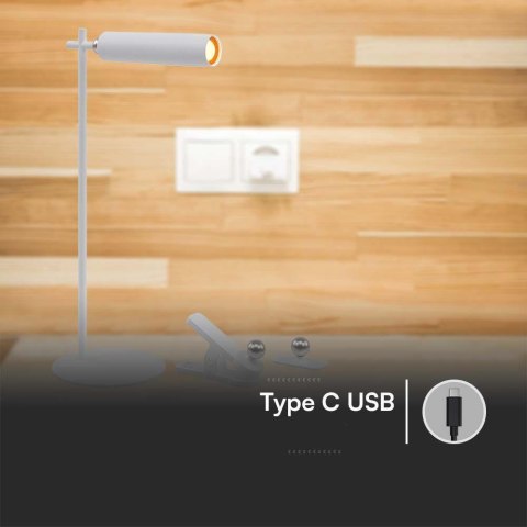 Lampka biurkowa V-TAC 4w1 37cm kinkiet klips latarka 3W LED biała VT-7413 4000K 300lm